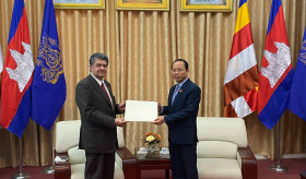 ceremony of the presentation of the Letters of Credence of H.E. Mr. Vahram Kazhoyan, the Non-Resident Ambassador Extraordinary and Plenipotentiary of the Republic of Armenia to the Kingdom of Cambodia.
