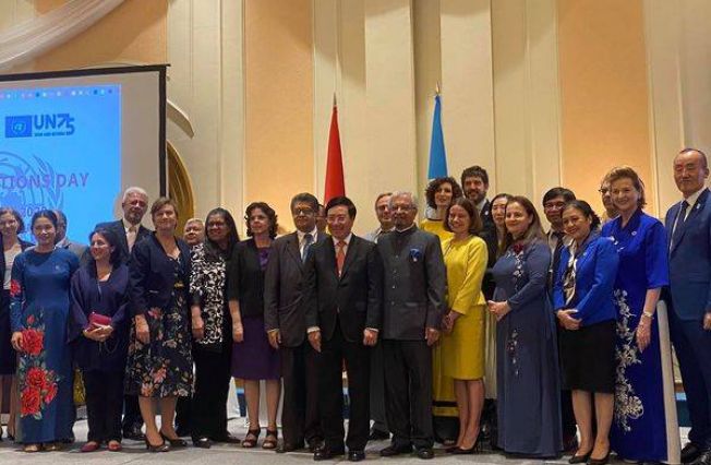 Participation of the Ambassador of the Republic of Armenia to Vietnam Vahram Kazhoyan in the official reception in commemoration of the 75th Anniversary of the establishment of the United Nations.